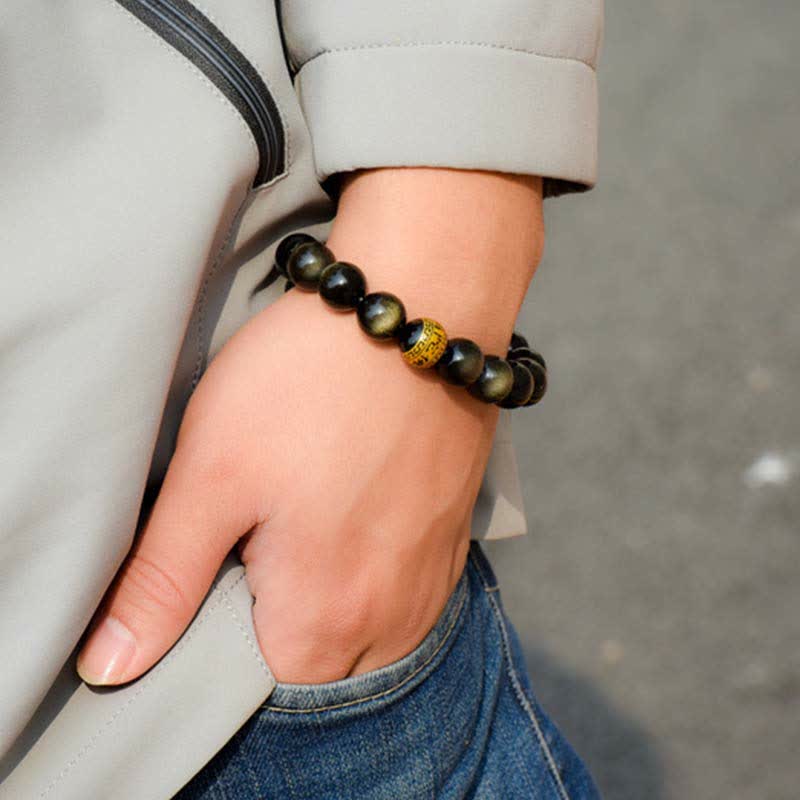 KarmaRipple's Chinese Zodiac Natal Buddha Gold Sheen Obsidian Wealth Protection Bracelet p10