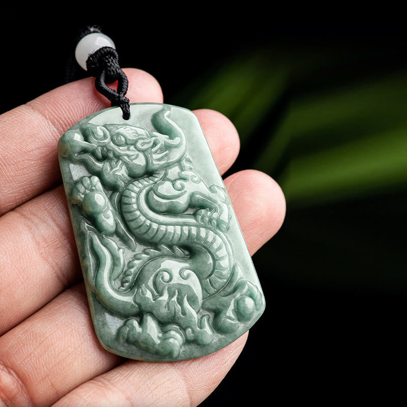 KarmaRipple's Year of the Dragon Chinese Zodiac Dragon Jade Success Amulet Pendant Necklace p5