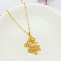 KarmaRipple's Gold Dragon Protection Pendant Necklace