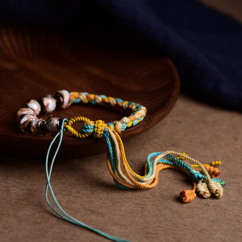 KarmaRipple's Handmade Multicolored Rope Liuli Glass Bead Fortune Woven Bracelet p5