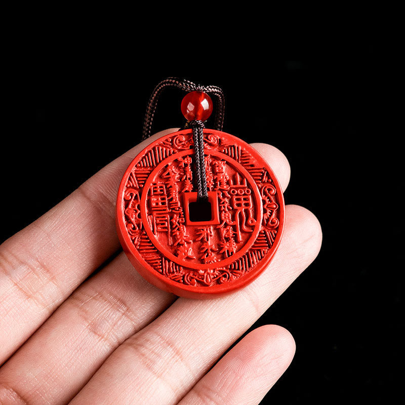 KarmaRipple's Authentic Cinnabar Mountain Ghosts Spend Money Bagua Design Blessing Pendant Necklace p8