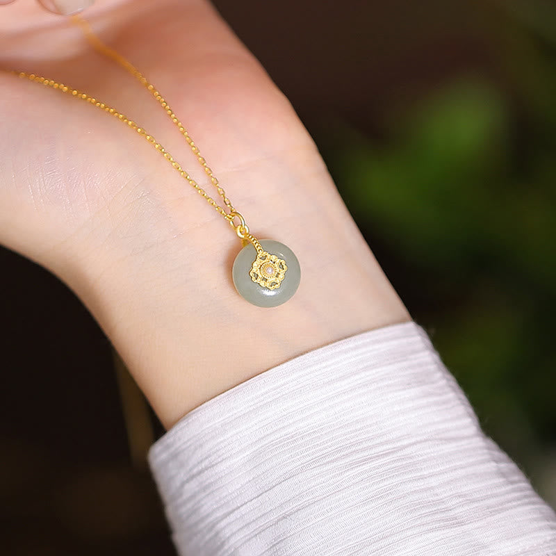 KarmaRipple's 925 Sterling Silver Authentic Hetian Jade Cyan Jade Fortune Laughing Buddha Butterfly Pendant Necklace p68