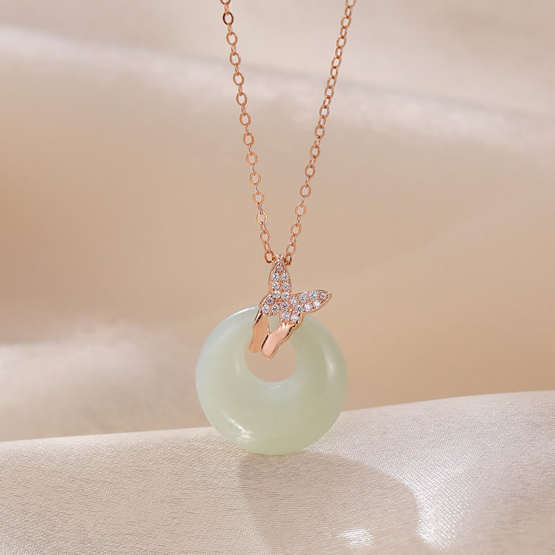 KarmaRipple's 925 Sterling Silver Authentic Hetian Jade Zircon Butterfly Fortune Pendant Necklace p11