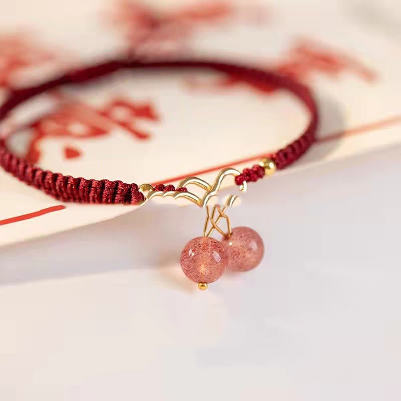 KarmaRipple's Authentic Strawberry Quartz Amethyst Green Phantom Bead Positive Bracelet p19