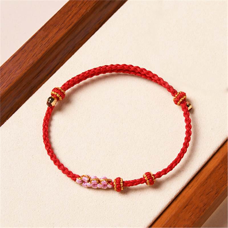 KarmaRipple's Handmade Peach Blossom Protection Woven Rope Bracelet p2