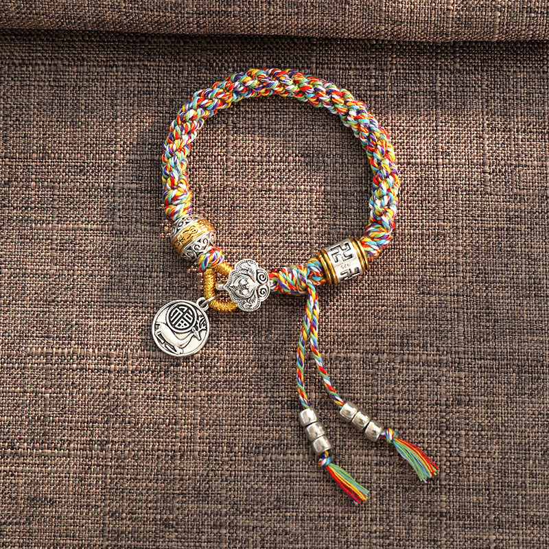 KarmaRipple's Handmade Tibetan Om Mani Padme Hum Fu Character Fortune Fortune Woven Bracelet p19