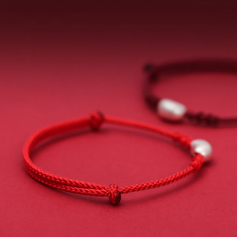 KarmaRipple's 999 Sterling Silver Bean Design Fortune Connection Handmade Woven Bracelet p6