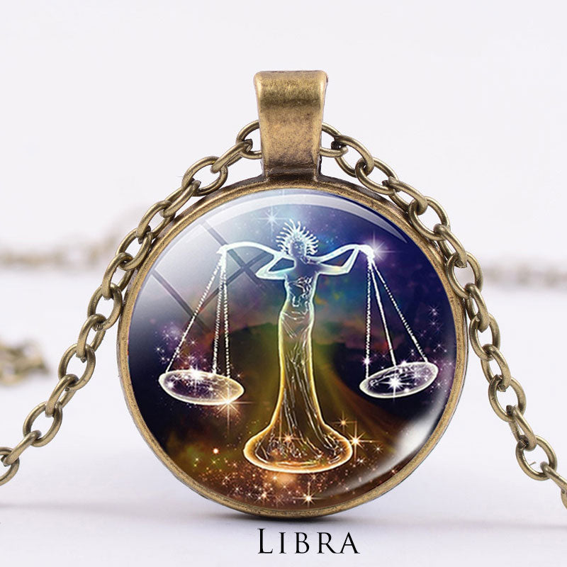 KarmaRipple's 12 Constellations of the Zodiac Moon Starry Sky Protection Blessing Pendant Necklace p76