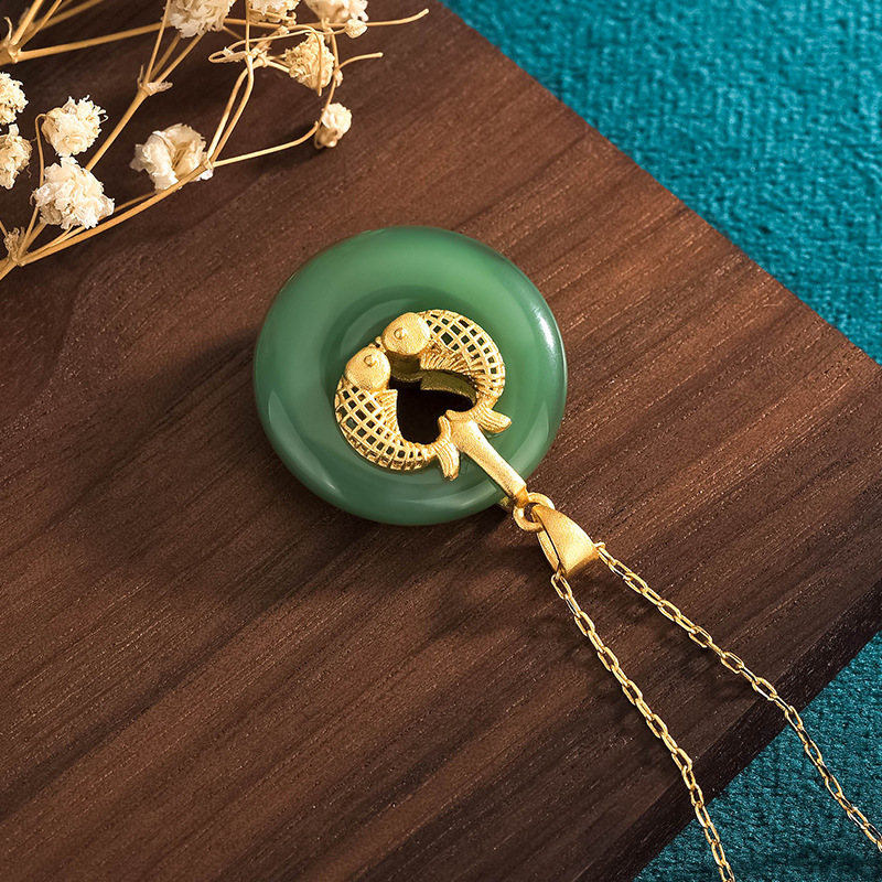 KarmaRipple's Cyan Jade Koi Fish Fortune Pendant Necklace p4