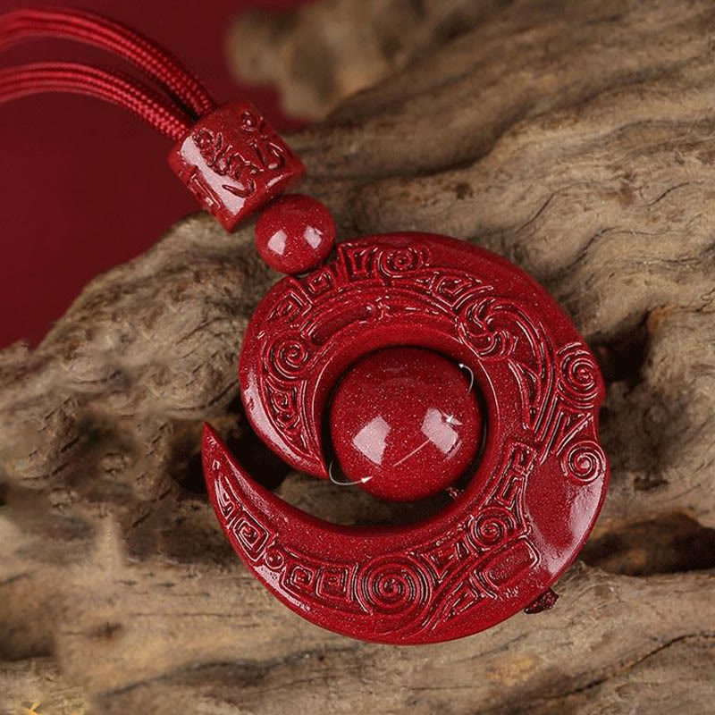 KarmaRipple's One's Fortune Improves Design Patern Authentic Cinnabar Concentration Pendant Necklace p8