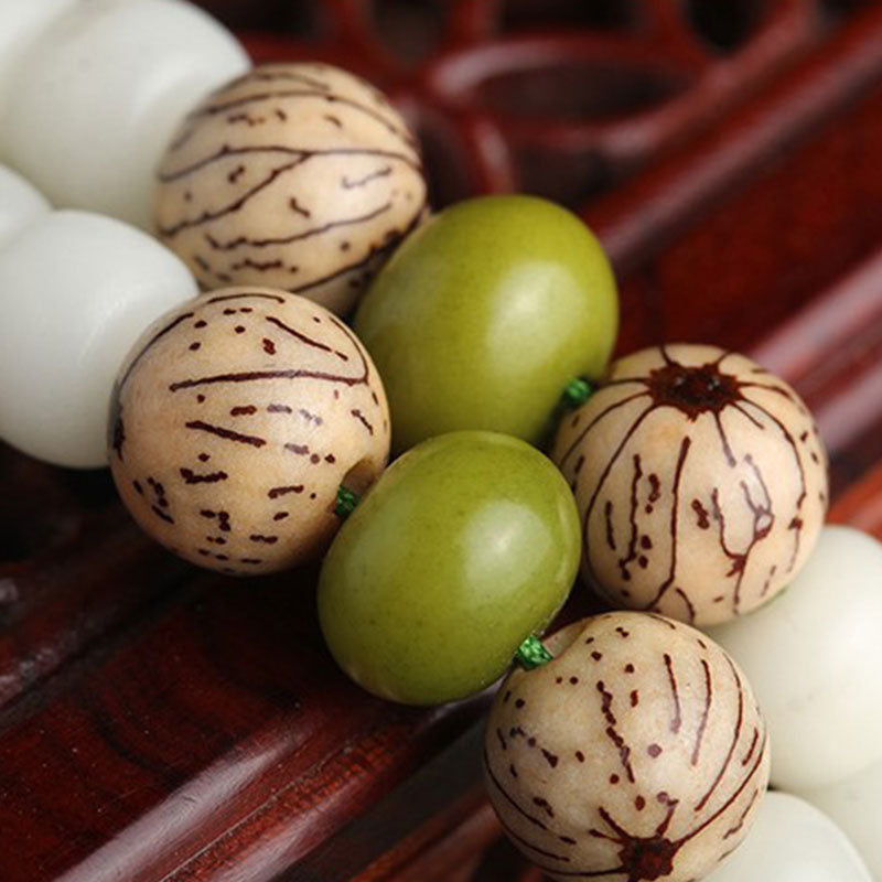 KarmaRipple's Ivory Jade Bodhi Lotus Mala Balance Pendant Bracelet p11