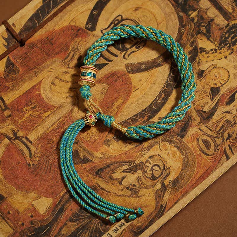 KarmaRipple's Tibetan Handmade Fortune Thangka Prayer Wheel Talisman Weave String Bracelet p25