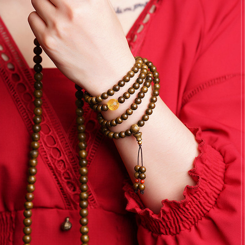 KarmaRipple's 108 Mala Beadwork 999 Gold Brunei Agarwood Heart Sutra Amber Red Agate Strength Meditation Bracelet p4