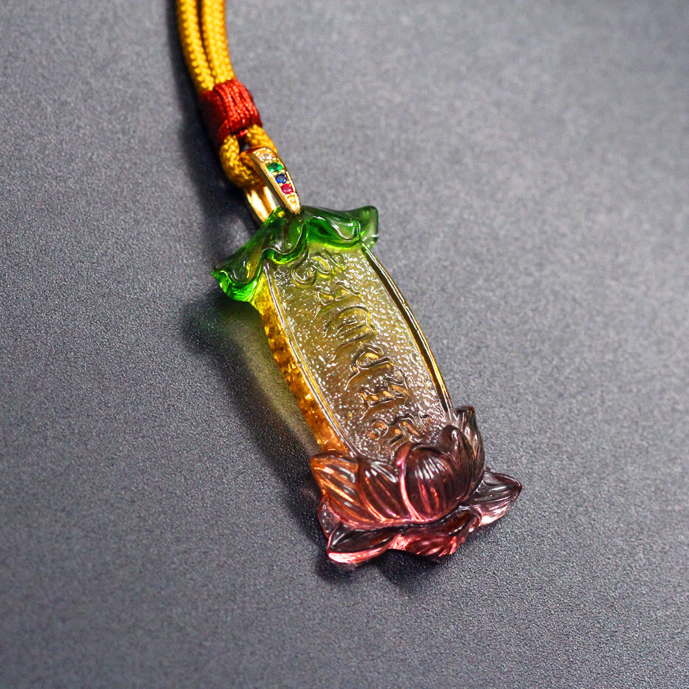 KarmaRipple's Buddha Liuli Lotus Six Character Om Mani Padme Hum Peace Pendant p1