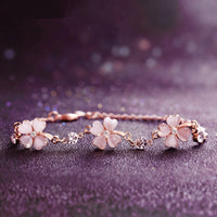KarmaRipple's Pink Gemstone Four Leaf Clover Love Chain Bracelet