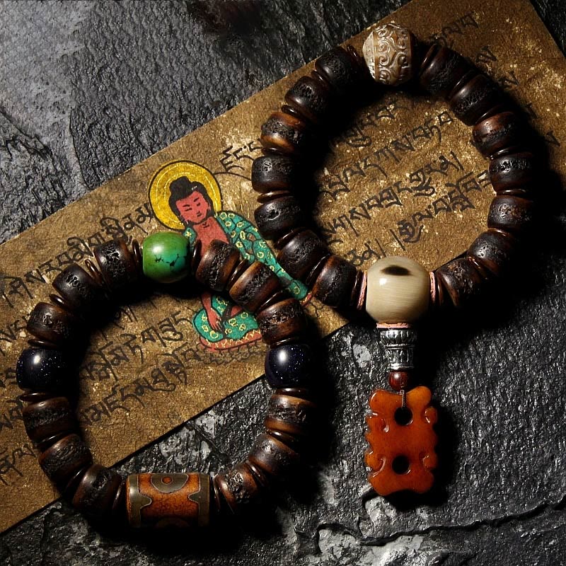 KarmaRipple's Tibetan Yak Bone Dzi Bead Turquoise Keep Away Evil Spirits Bracelet p3