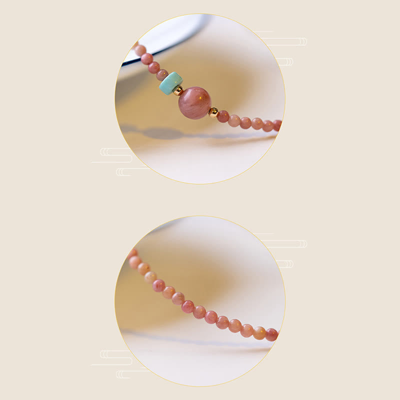 KarmaRipple's 14K Gold Plated Authentic Rhodonite Loving Energy Chain Bracelet p13