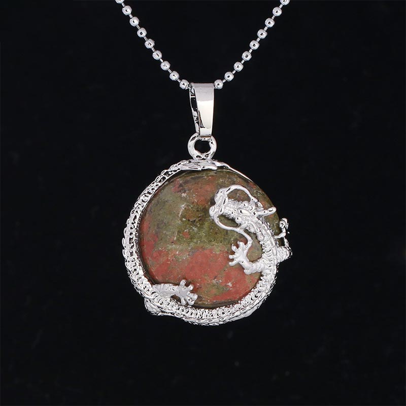 KarmaRipple's Chinese Dragon Authentic Quartz Gemstone Balancing Energy Pendant Necklace p37