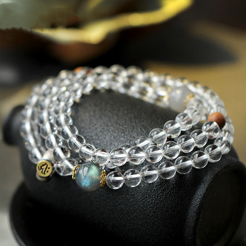 KarmaRipple's 925 Sterling Silver Chinese Zodiac Natal Buddha Ivory Gemstone Meditation Triple Wrap Bracelet p19