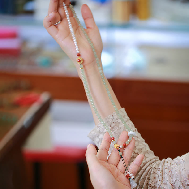 KarmaRipple's 925 Sterling Silver Plated Gold Authentic Hetian Jade Pearl Butterfly Gourd Fortune Bracelet p5