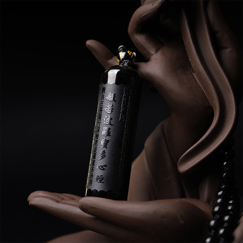 KarmaRipple's Authentic Black Obsidian Heart Sutra Purification Pendant Necklace p7