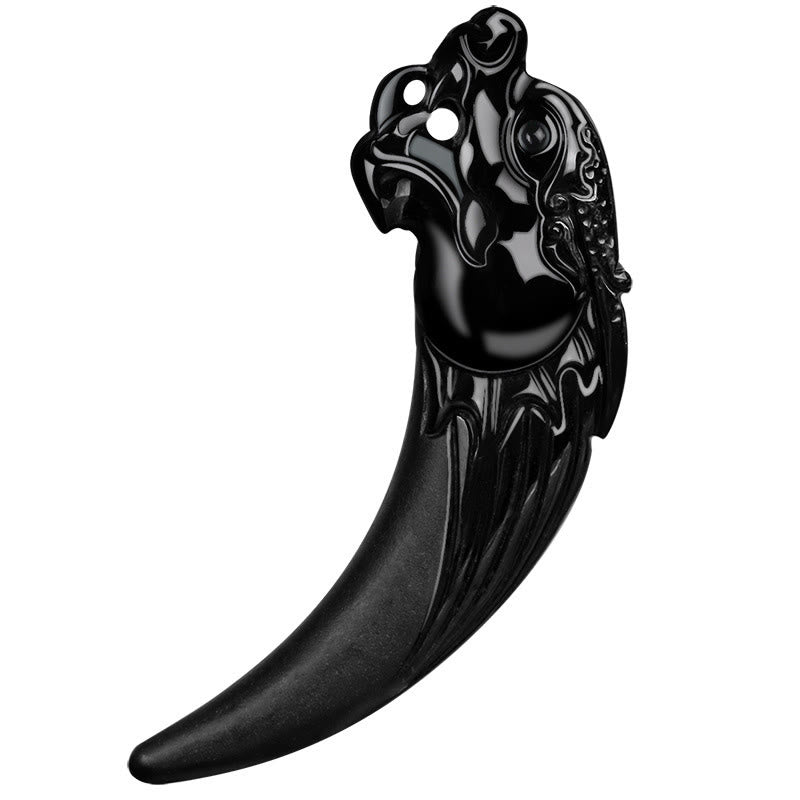 KarmaRipple's Authentic Black Jade Chinese Zodiac Dragon Tooth Pattern Protection Pendant Necklace p9