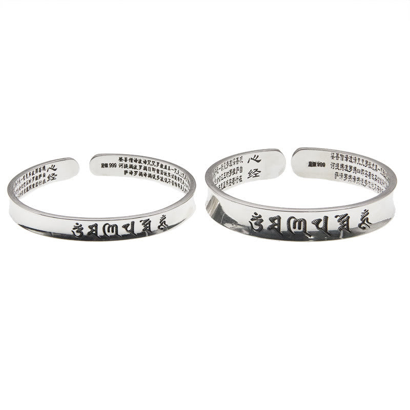 KarmaRipple's 999 Sterling Silver Om Mani Padme Hum Heart Sutra Love Peace Bracelet Bangle p7