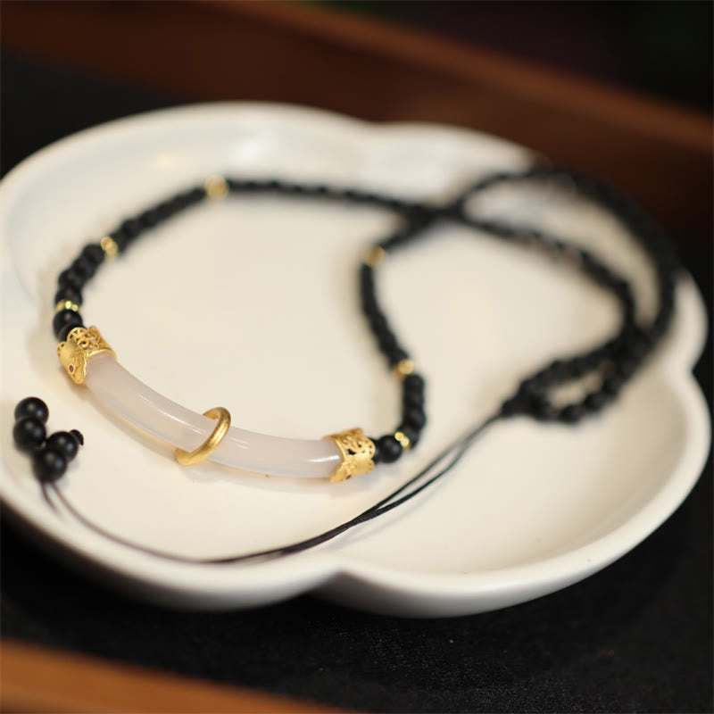 KarmaRipple's 925 Sterling Silver Black Onyx Chalcedony Protection Beaded Pendant Necklace p3