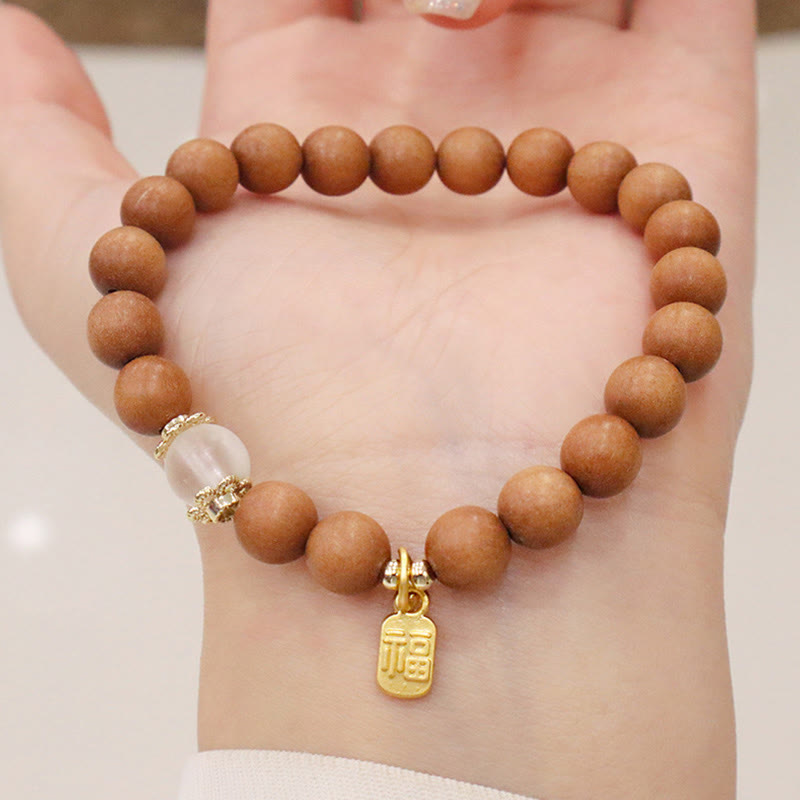 KarmaRipple's Sandalwood Cat's Eye Fu Character Talisman Protection Bracelet p4