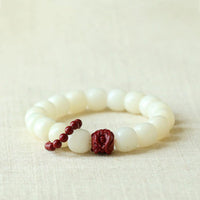 KarmaRipple's Authentic Bodhi Seed Cinnabar Dancing Lion Talisman Wisdom Balance Wrist Mala