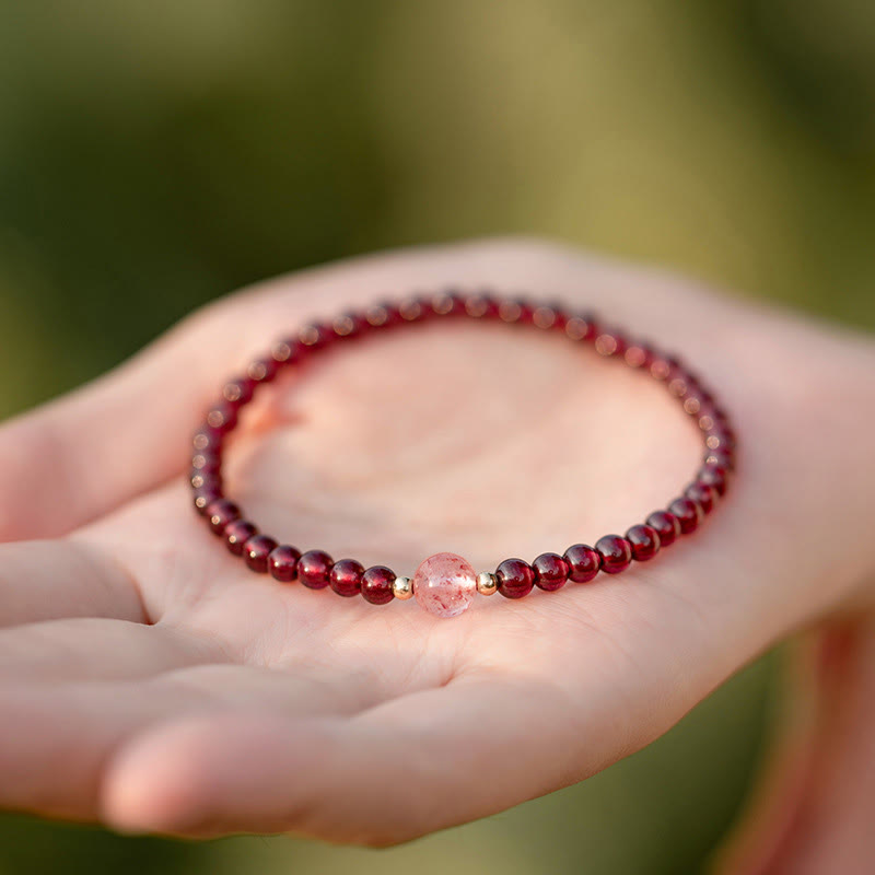KarmaRipple's Authentic Garnet Strawberry Quartz Calm Bracelet p4