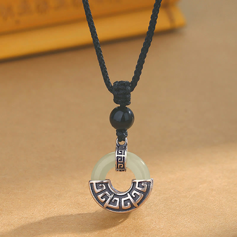 KarmaRipple's 925 Sterling Silver Authentic Hetian Jade Peace Buckle Prosperity Pendant Necklace p15