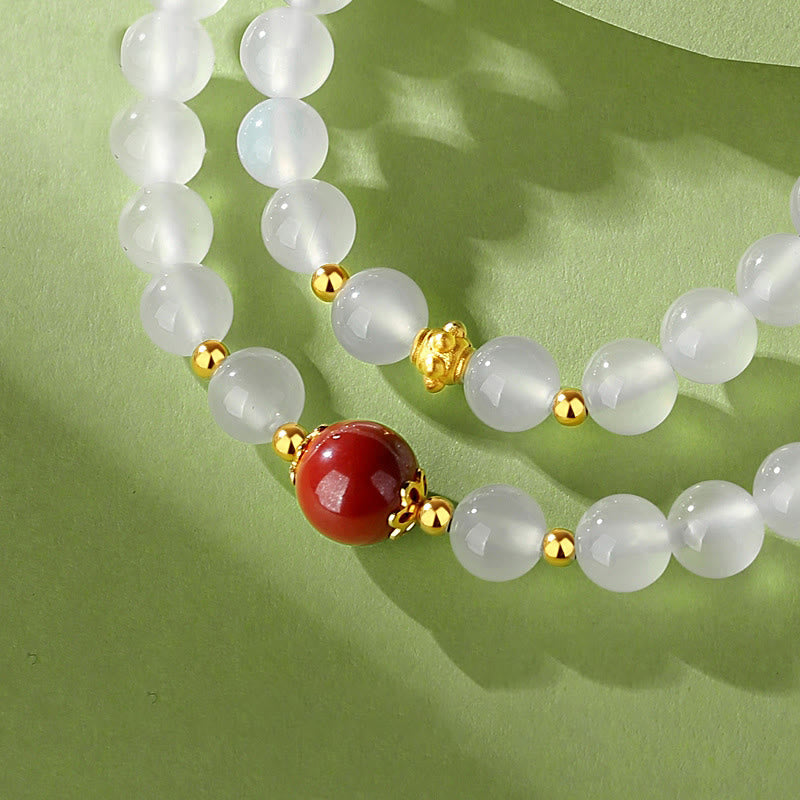 KarmaRipple's 925 Sterling Silver Authentic Ivory Agate Cinnabar Double Wrap Protection Bracelet p4