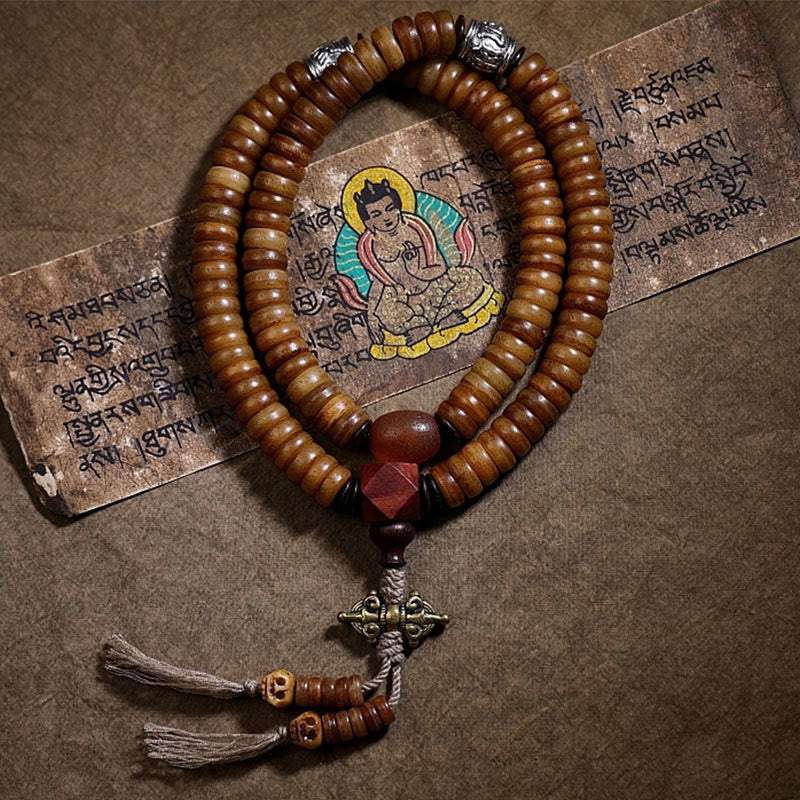 KarmaRipple's Tibetan 108 Mala Beadwork Yak Bone Dzi Bead PiXiu Nine Palaces Eight Diagrams Balance Bracelet p33