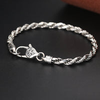 KarmaRipple's 925 Sterling Silver Tibet Om Mani Padme Hum Double Dorje Vajra Twisted Design Peace Love Bracelet