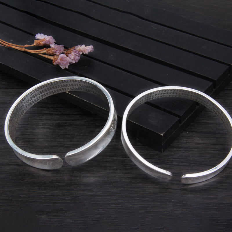 KarmaRipple's 999 Sterling Silver Om Mani Padme Hum Heart Sutra Love Peace Bracelet Bangle p6