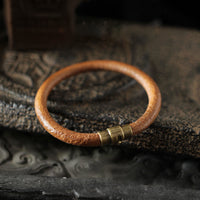 KarmaRipple's Retro Leather Fortune Balancing Bronze Magnetic Buckle Bracelet