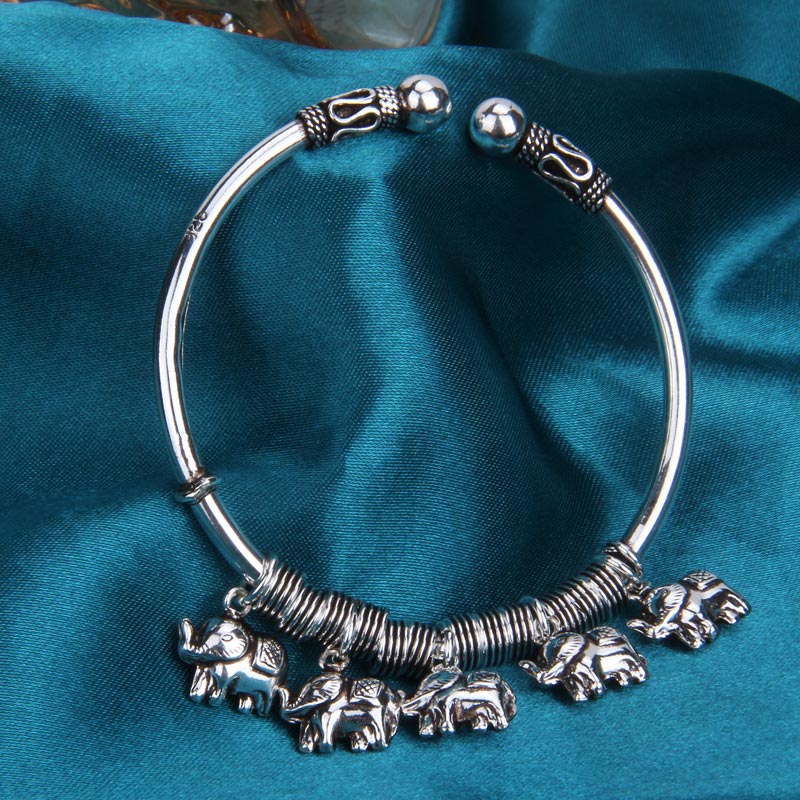 KarmaRipple's 925 Sterling Silver Elephant Strength Bracelet Bangle p6