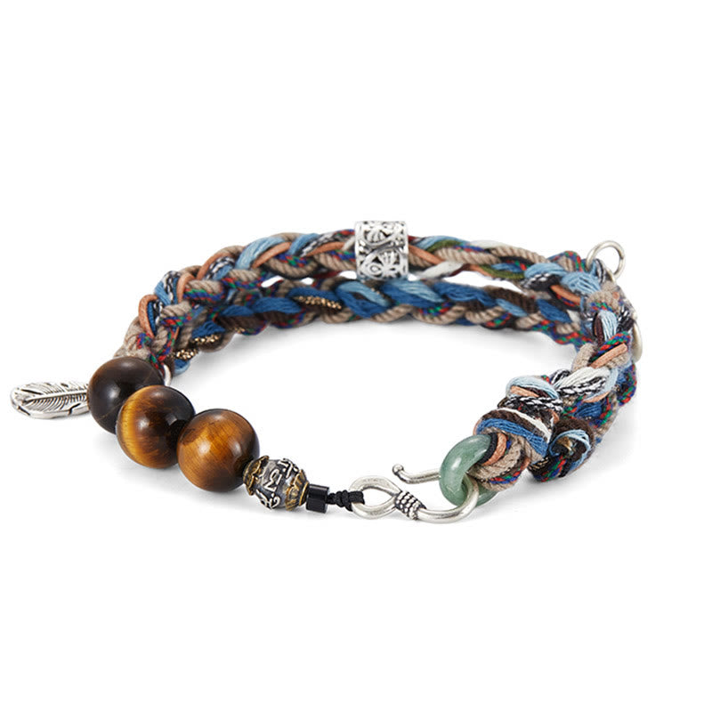 KarmaRipple's 925 Sterling Silver Tiger's Eye Colorful Cotton Rope Handmade Willpower Bracelet p4
