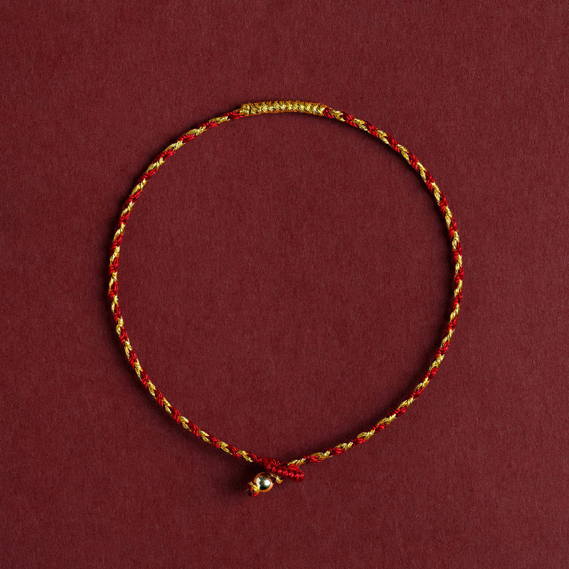 KarmaRipple's 14K Gold Plated Handmade Red Gold Rope King Kong Weave Woven Fortune Bracelet p1