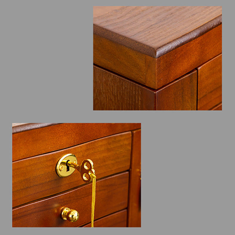 KarmaRipple's Vintage Large Capacity Wooden Jewelry Box Jewelry Storage Box With Mirror p12