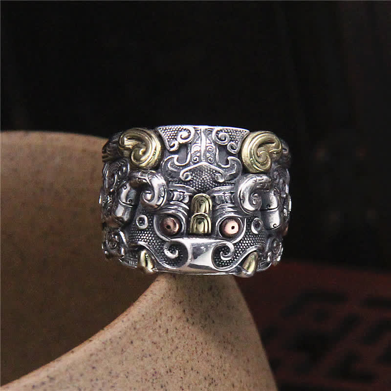 KarmaRipple's 925 Sterling Silver Fengshui Kui Cattle Protection Adjustable Ring p1