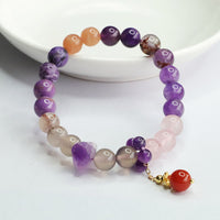 KarmaRipple's Authentic Amethyst Gemstone Inner Peace Balancing Bead Talisman Bracelet
