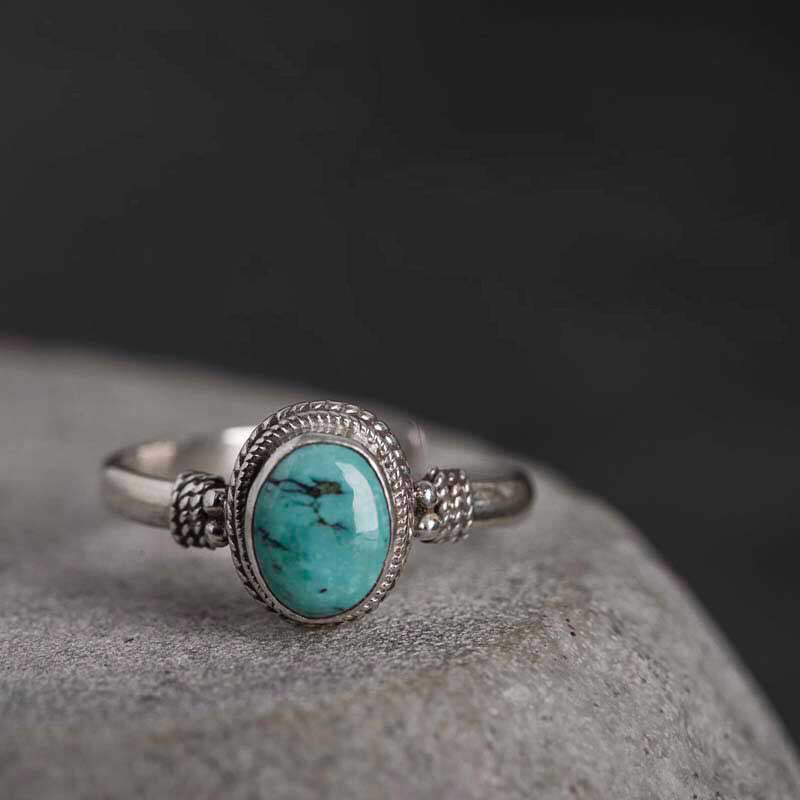 KarmaRipple's 925 Sterling Silver Turquoise Wisdom Love Ring p20
