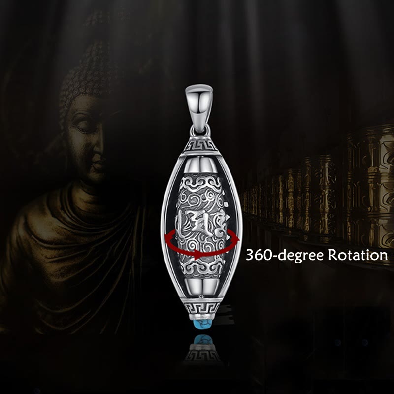 KarmaRipple's Tibet Om Mani Padme Hum Protection Pendant Rotatable Necklace p2