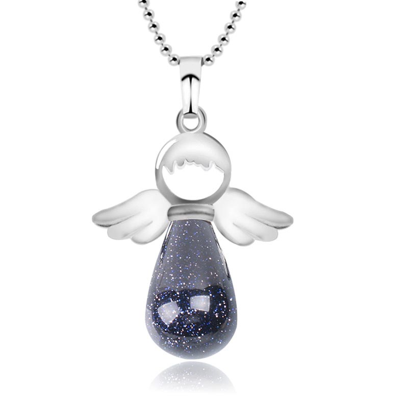 KarmaRipple's Little Angel Wings Authentic Gemstone Fortune Pendant Necklace p42