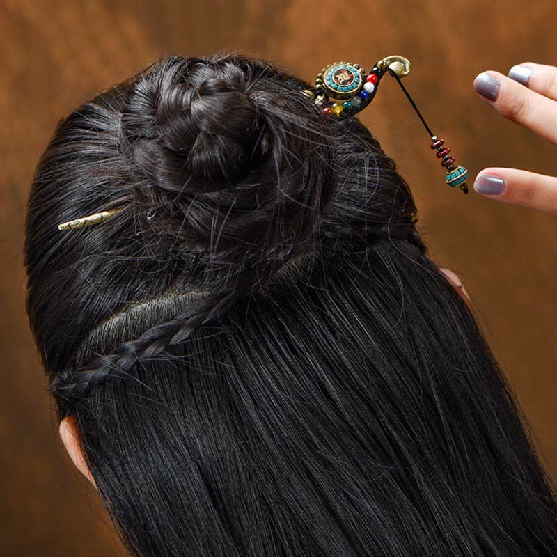 KarmaRipple's Tibetan Turquoise Agate Protection Hairpin Decorations p6