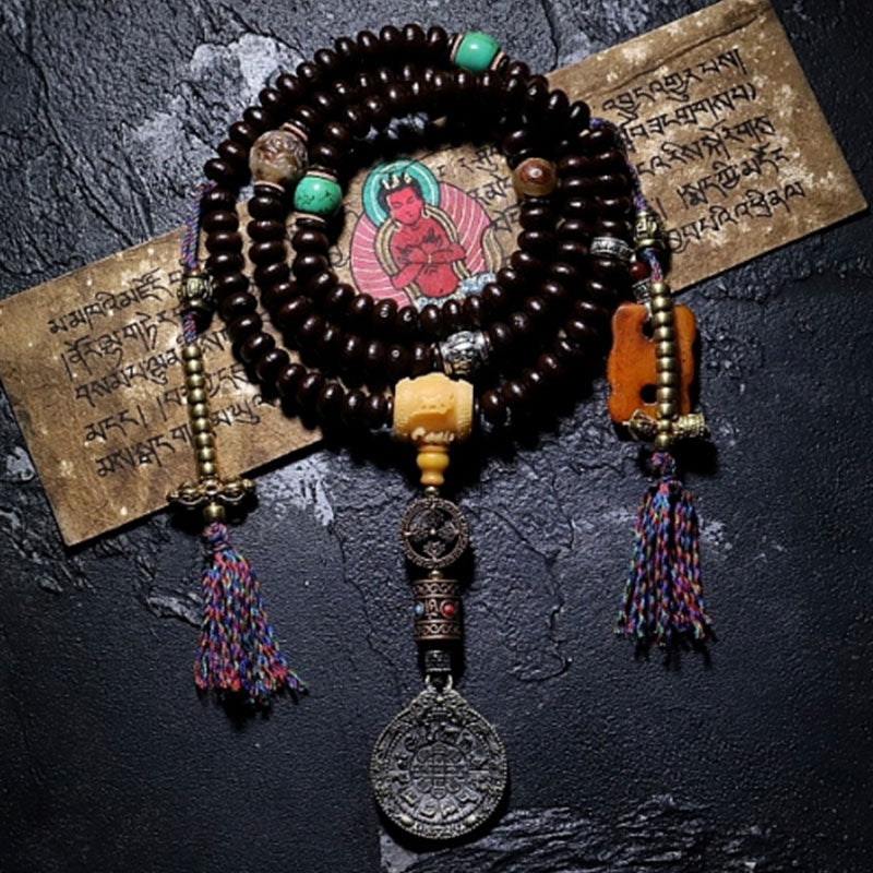 KarmaRipple's Tibet 108 Mala Beadwork Purple Bodhi Seed Bagua Vajra Auspiciousness Bracelet p23