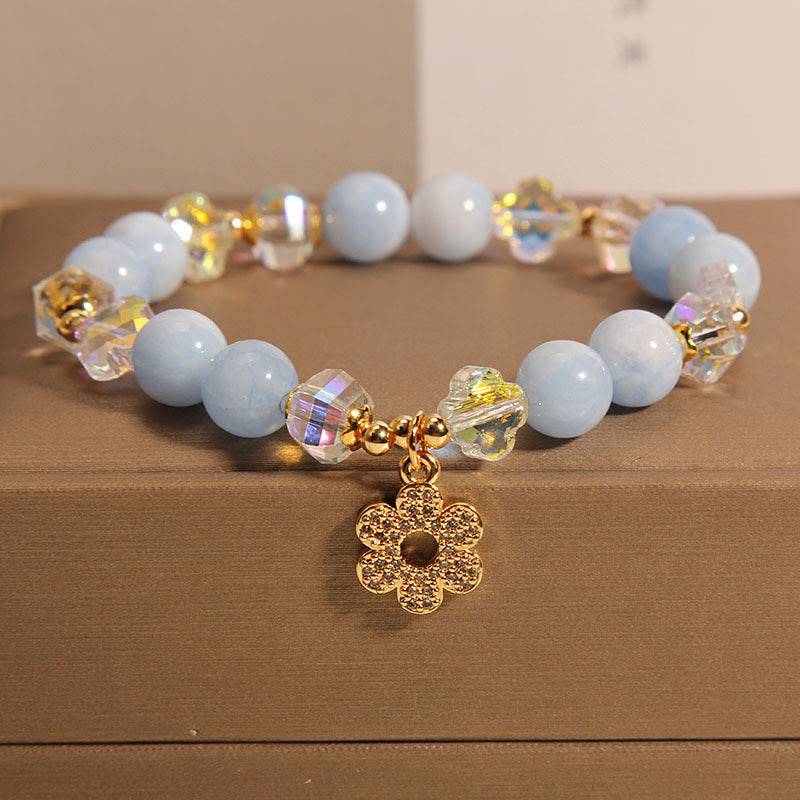 KarmaRipple's Authentic Aquamarine Flower Balancing Gemstone Bracelet p7