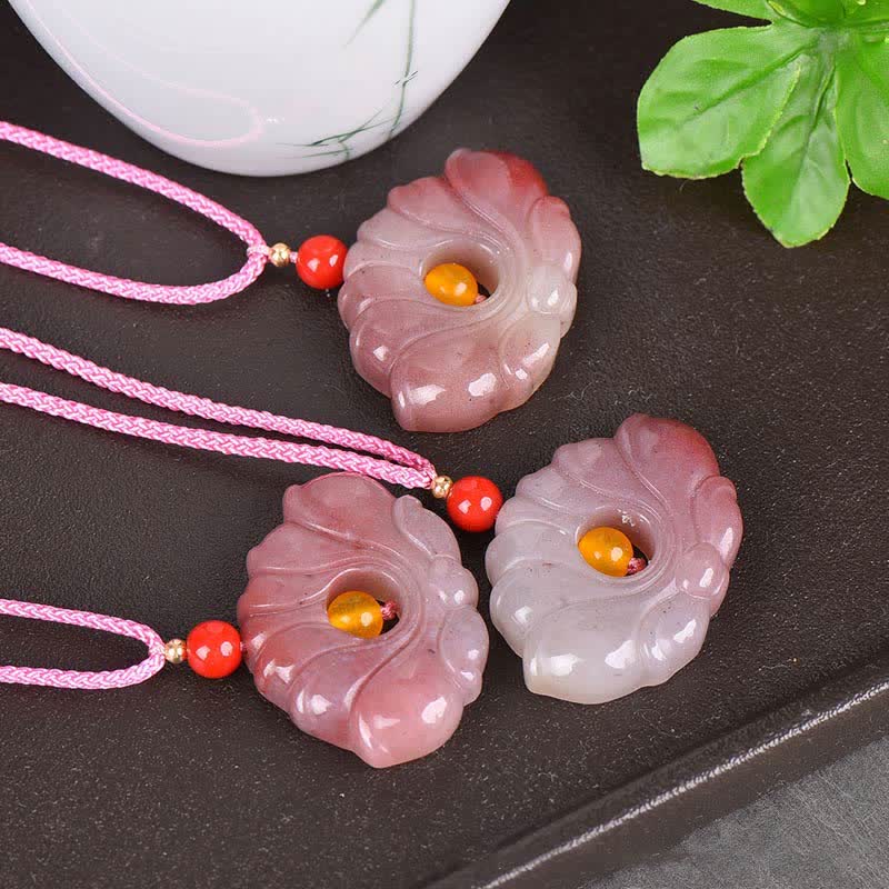 KarmaRipple's KarmaRipple's ink Golden Silk Jade Lotus Flower Wealth Pendant Necklace p5